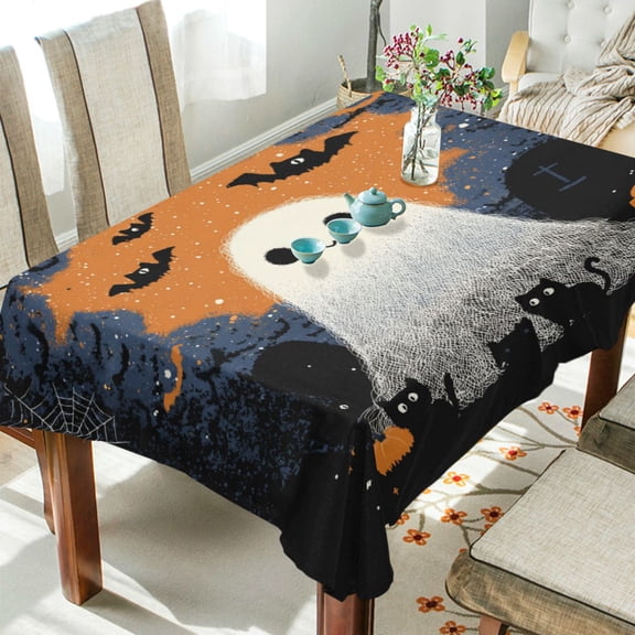 DEIARA Cute Little Ghost Square Tablecloth 54×54in Polyester Fabric Tablecloth Washable Dust Resistant Wrinkle Resistant