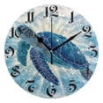 thumbnail image 1 of DEIARA Deep Blue Sea Turtle Burgundy Butterfly Wall Clock 10in Silent Mechanism Battery Operated Retro Style for Living Room Bedroom and Kitchen Black Pointer, 1 of 10