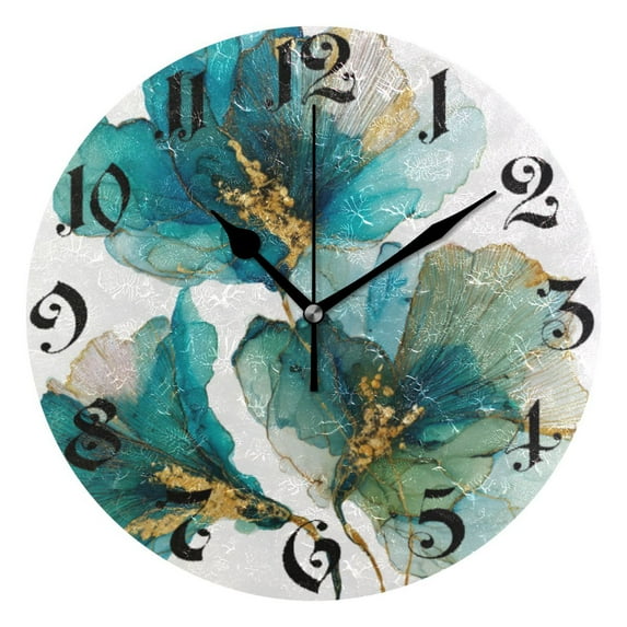 DEIARA Elegant Flower Burgundy Butterfly Wall Clock 10in Silent Mechanism Battery Operated Retro Style for Living Room Bedroom and Kitchen Black Pointer