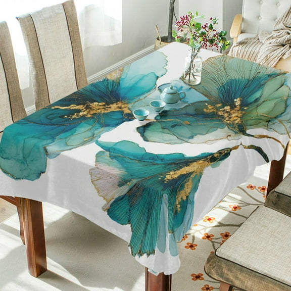 DEIARA Elegant Flower Square Tablecloth 54×54in Polyester Fabric Tablecloth Washable Dust Resistant Wrinkle Resistant