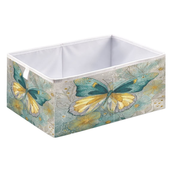 DEIARA Emerald Butterfly Storage Basket Foldable Easy to Clean Durable with Hollow Support Plate with Handle 15.75x10.63x6.96in