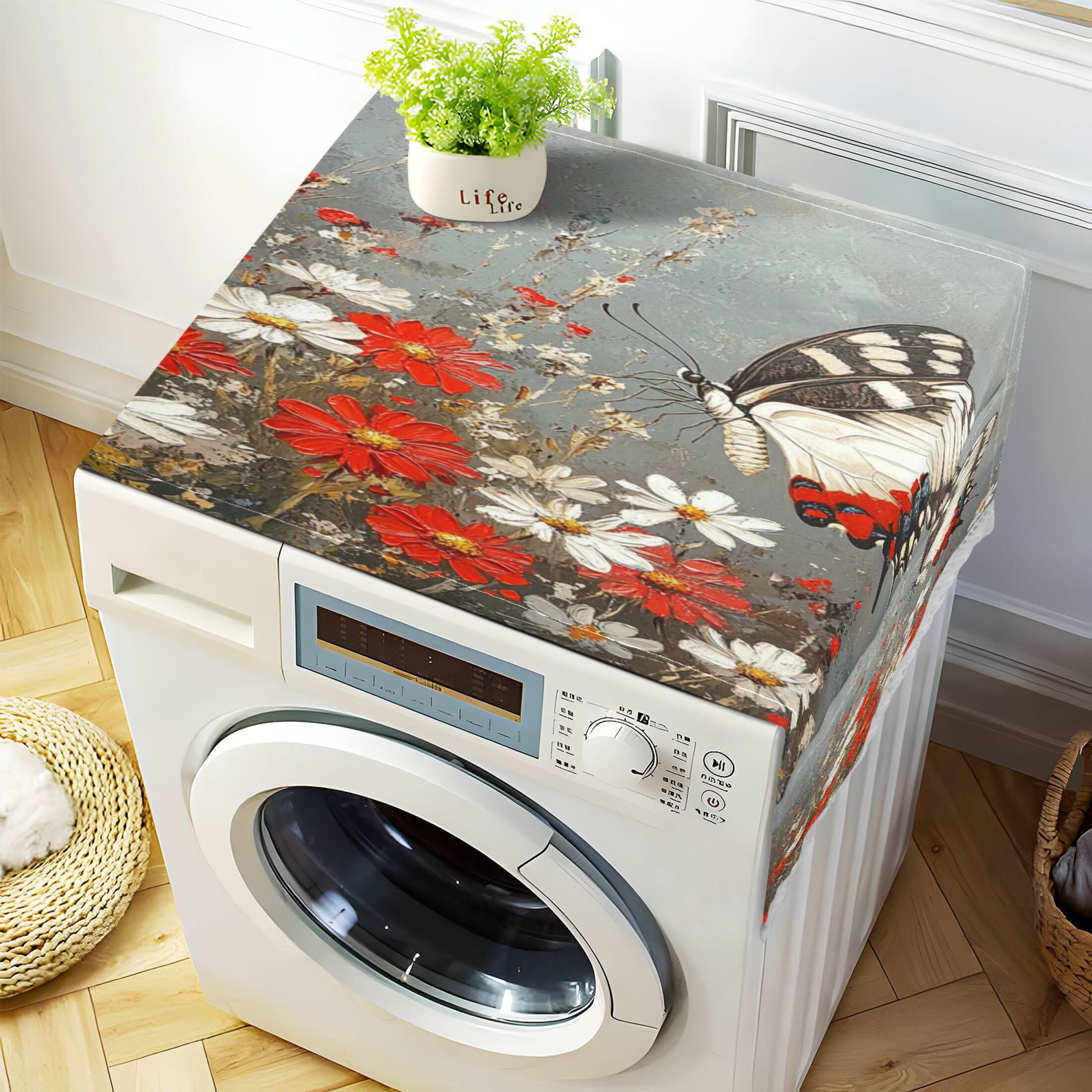 DEIARA Flower Butterfly Washing Machine Cloth Dryer Refrigerator Top Cover Protective Non-Slip Mat For Kitchen Laundry