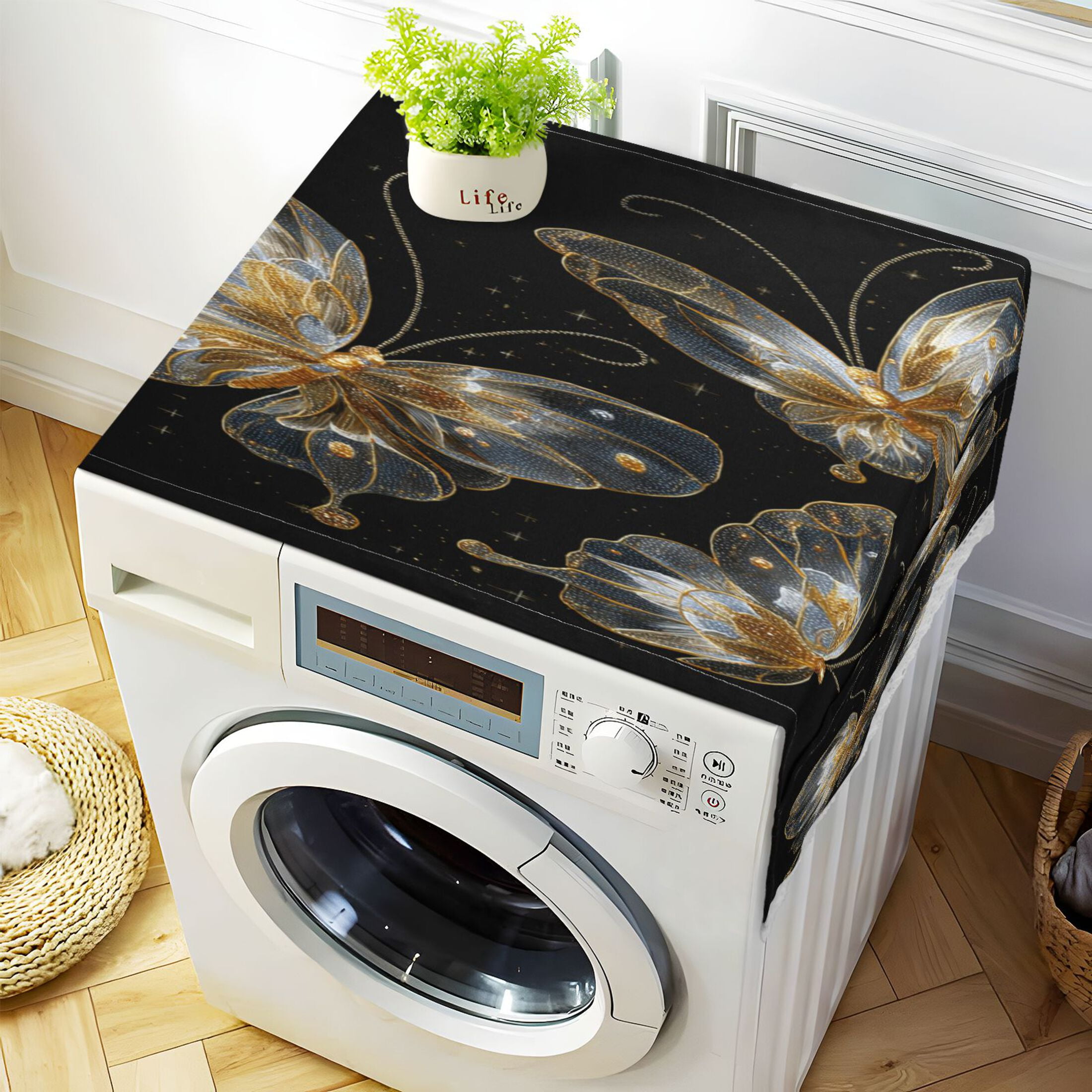 DEIARA Gold Transparent Butterfly Washing Machine Cloth Dryer Refrigerator Top Cover Protective Non-Slip Mat For Kitchen Laundry