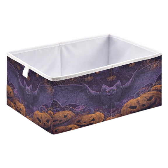 DEIARA Halloween Bat Storage Basket Foldable Easy to Clean Durable with Hollow Support Plate with Handle 15.75x10.63x6.96in
