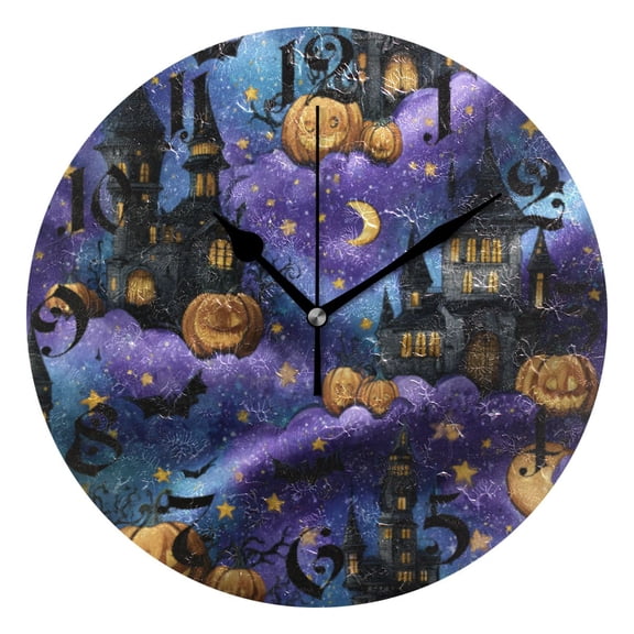 DEIARA Haunted Castle Burgundy Butterfly Wall Clock 10in Silent Mechanism Battery Operated Retro Style for Living Room Bedroom and Kitchen Black Pointer