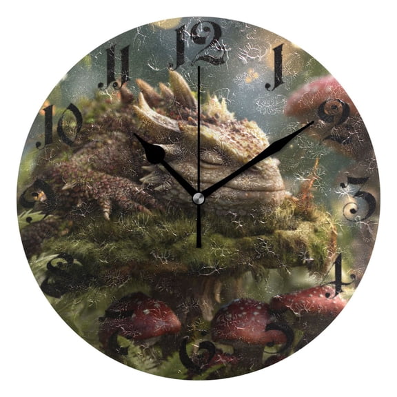 DEIARA Lizards Burgundy Butterfly Wall Clock 10in Silent Mechanism Battery Operated Retro Style for Living Room Bedroom and Kitchen Black Pointer