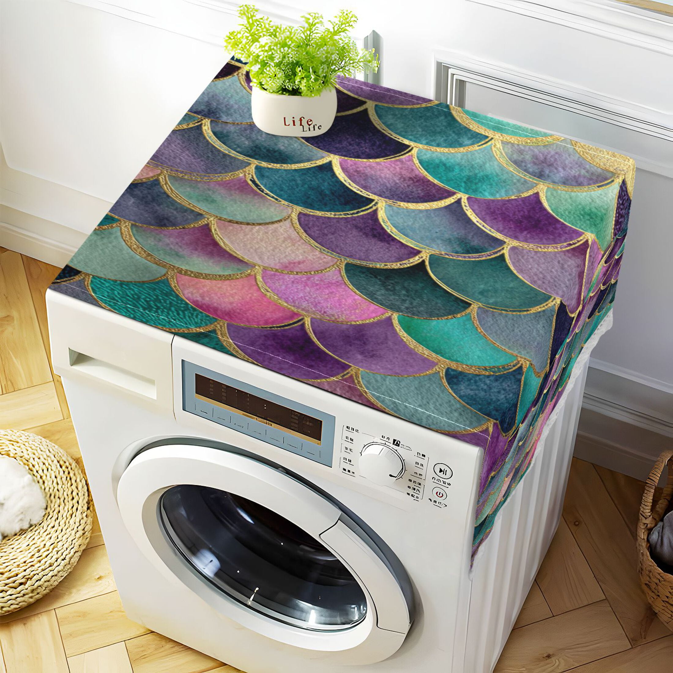 DEIARA Mermaid Scales Washing Machine Cloth Dryer Refrigerator Top Cover Protective Non-Slip Mat For Kitchen Laundry