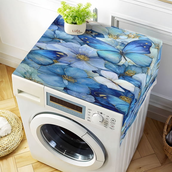 DEIARA Pale Blue Butterfly Washing Machine Cloth Dryer Refrigerator Top Cover Protective Non-Slip Mat For Kitchen Laundry