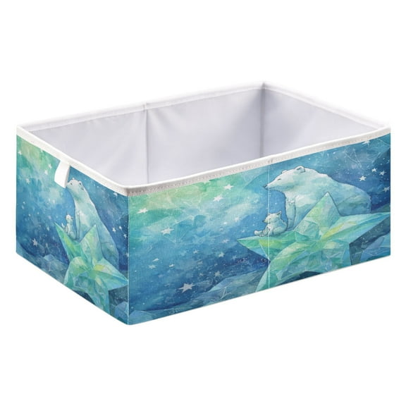 DEIARA Polar Bear Storage Basket Foldable Easy to Clean Durable with Hollow Support Plate with Handle 15.75x10.63x6.96in