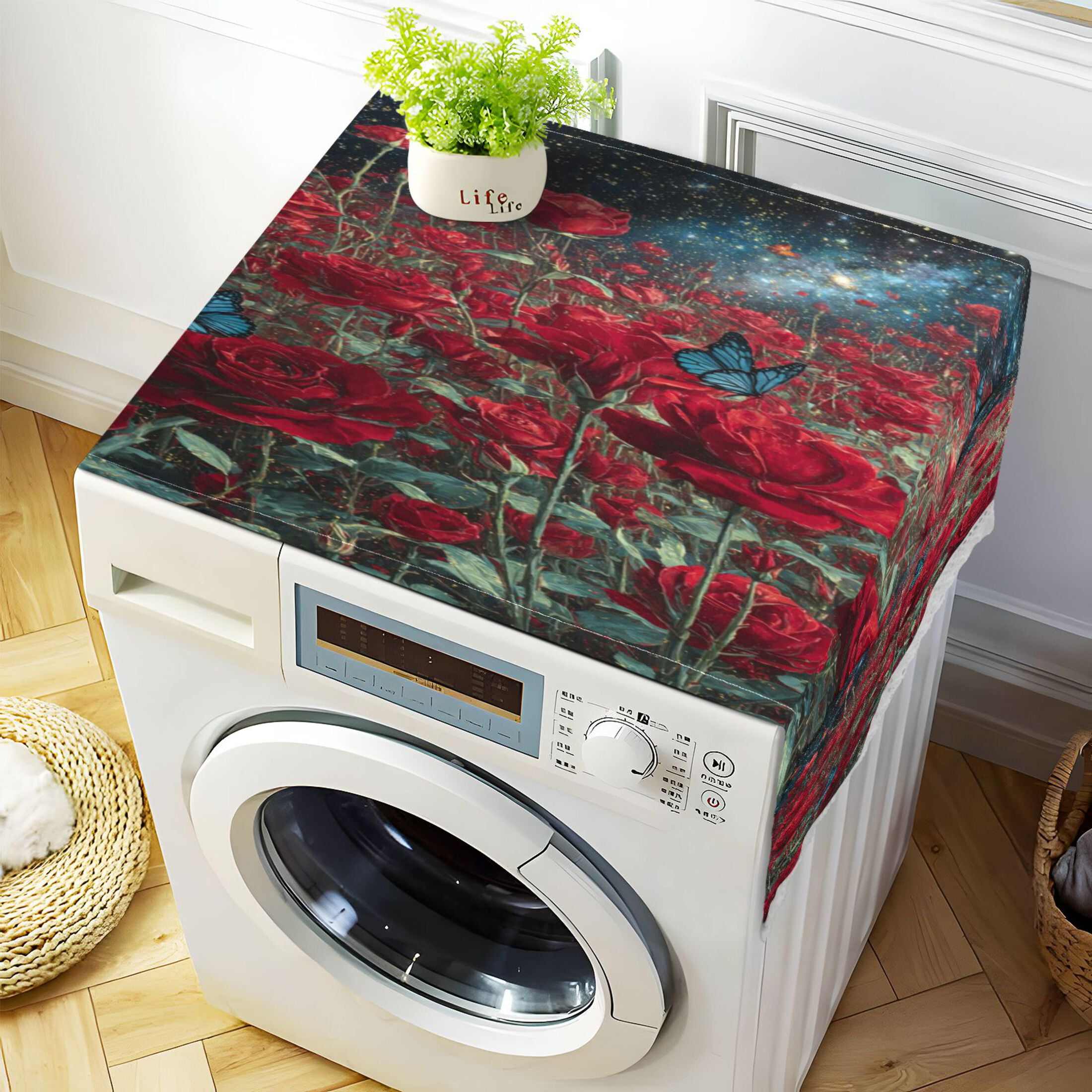DEIARA Red Roses Washing Machine Cloth Dryer Refrigerator Top Cover Protective Non-Slip Mat For Kitchen Laundry