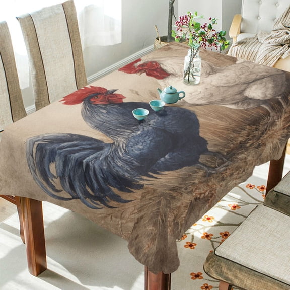 DEIARA Rooster Square Tablecloth 54×54in Polyester Fabric Tablecloth Washable Dust Resistant Wrinkle Resistant