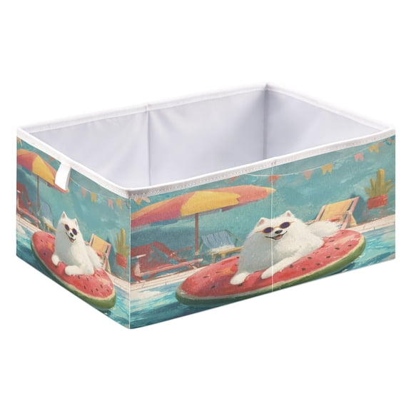 DEIARA Samoyed Dog Storage Basket Foldable Easy to Clean Durable with Hollow Support Plate with Handle 15.75x10.63x6.96in