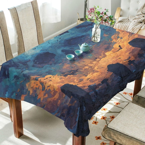DEIARA Skull Cemetery Square Tablecloth 54×54in Polyester Fabric Tablecloth Washable Dust Resistant Wrinkle Resistant