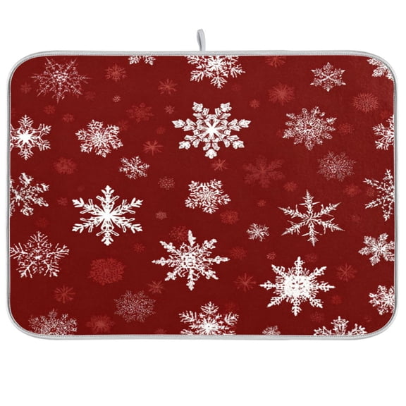 DEIARA Snowflake Pattern Kitchen Drying Mat Heat Resistant Drainage with Non-Slip Rubber Backing Hides Stains Super Absorbent Easy to Clean 18×24in