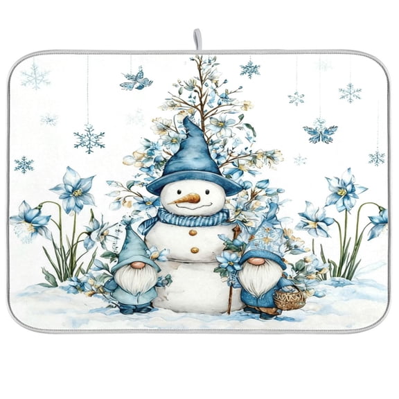 DEIARA Snowman and Dwarf Kitchen Drying Mat Heat Resistant Drainage with Non-Slip Rubber Backing Hides Stains Super Absorbent Easy to Clean 18×24in