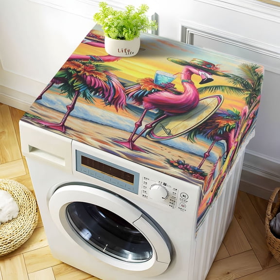 DEIARA Summer Flamingo Washing Machine Cloth Dryer Refrigerator Top Cover Protective Non-Slip Mat For Kitchen Laundry