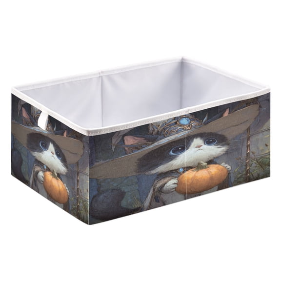 DEIARA Wizard Kitten Storage Basket Foldable Easy to Clean Durable with Hollow Support Plate with Handle 15.75x10.63x6.96in