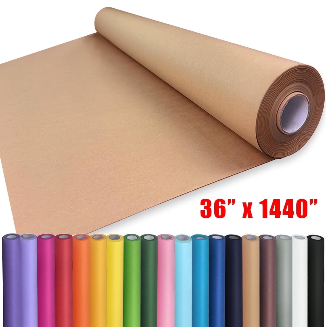DEIKAL 36" x 1,440" (120') Brown Kraft Paper Roll for Craft Bulletin Board Paper Kids Art Table Covering Crafting Gift Wrapping Bouquet Packing Parcel 70GSM 50LB (Brown, 36" x 120')