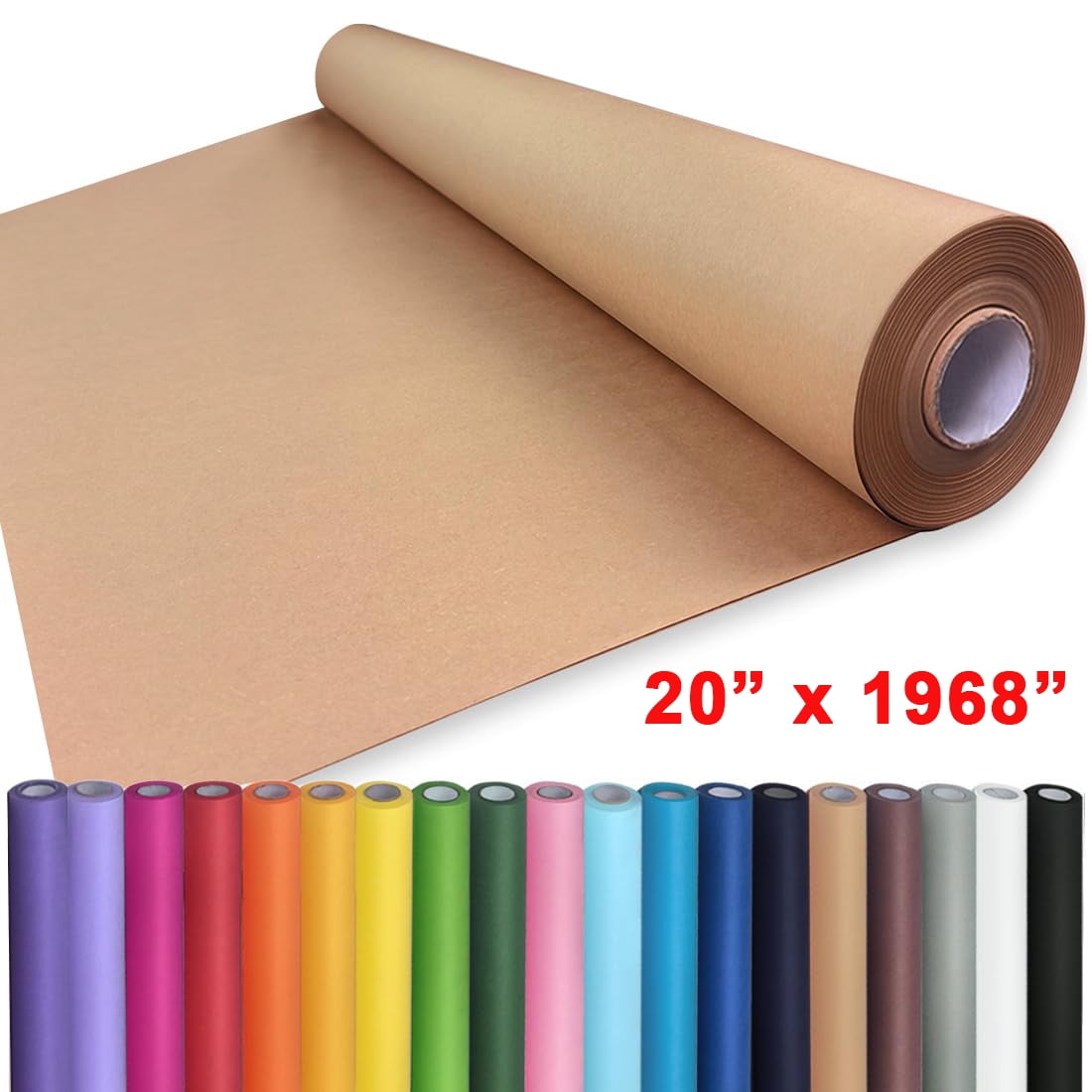 DEIKAL 20" x 1968" (164') Brown Kraft Paper Roll for Craft Bulletin Board Paper Kids Art Table Covering Crafting Gift Wrapping Bouquet Packing Parcel 70GSM 50LB (Brown)