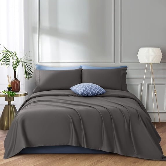 DEITAS 100% Egyptian Cotton Bed Sheet Set, 1200 Thread Count Sheet, Deep Pocket-4 Piece, King, Dark Gray