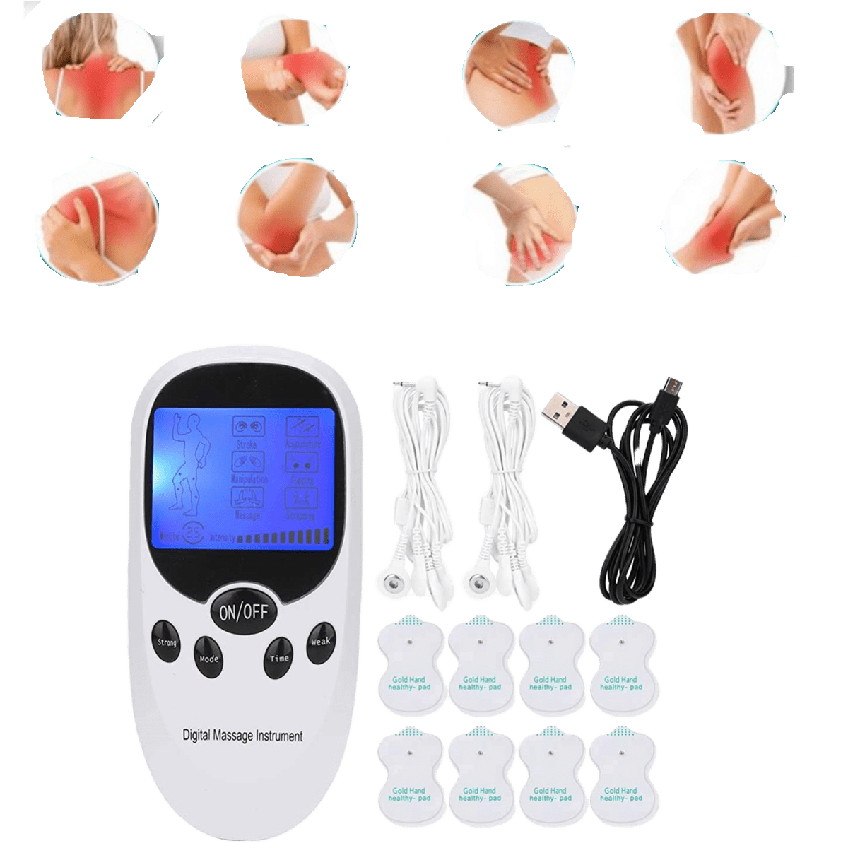 DEJI Electronic Pulse Massager Dual Output Muscle Stimulator for Pain