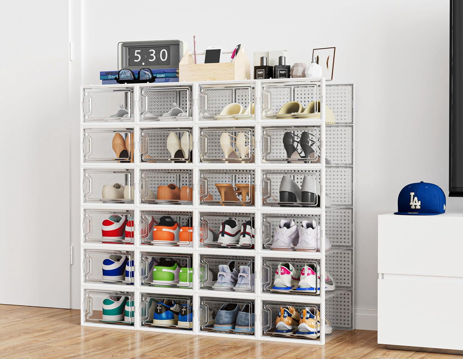 DEJUPE 12pcs Shoe Boxes, Transparent Plastic Stackable Shoe Storage ...