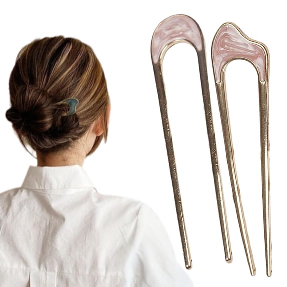 DEJUPE French Hair Pin, New French Hair Forks, U-Shaped Stick Hair Pins Metal French Twist Hair Pin Fork for Thick Hair Buns Chignons, Gold Hair Clips Hair Styling Accessories for Women French Roll