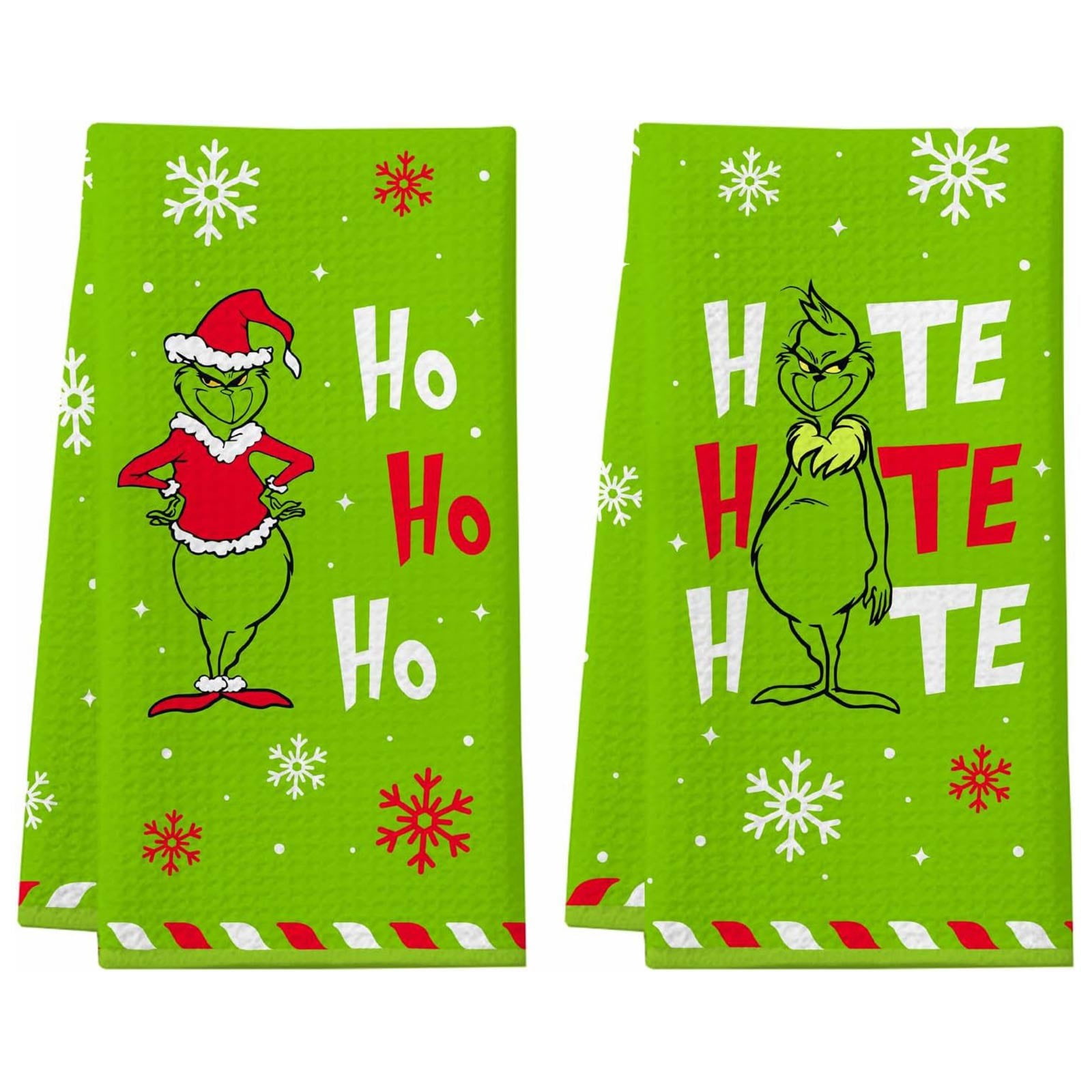 Hanas Grinch 2024 Grinch Decorations Christmas 2pc Towel Dish Cloth