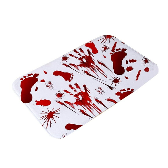DEJUPE Halloween Door Mat, Halloween Doormat Blanket Halloween Blood Footprints Floor Mat Kitchen Bedroom Door Printing Living Room, Low-Profile Switch Rug Mats Blood Rug B, 23.6x15.7 in
