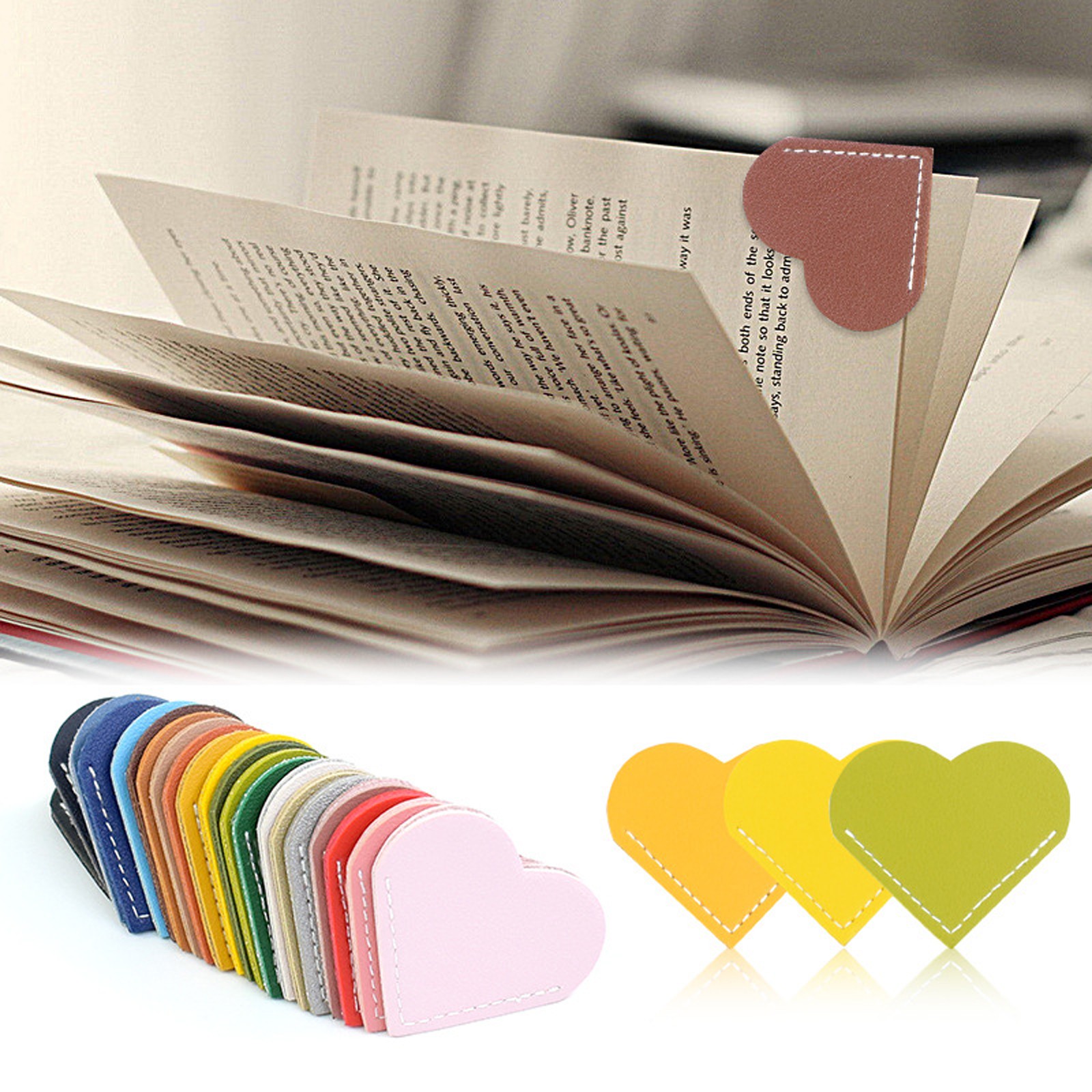 6 Pcs Leather Heart Shaped Bookmarks - To Be Continued Book Markers For Readers, Men Women Kids, Vintage Style