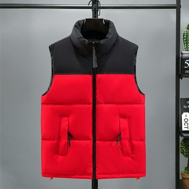 DEJUPE Men's Solid Color Winter Jackets Zipper Pocket Jacket Casual Slim Fitting Men Coat Outdoors Thickened Warm Comfort Coat Down Cotton Softshell Coat Red, 3XL