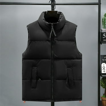 DEJUPE Men's Solid Color Winter Jackets Zipper Pocket Jacket Casual Slim Fitting Men Coat Outdoors Thickened Warm Comfort Coat Down Cotton Softshell Coat Black, L