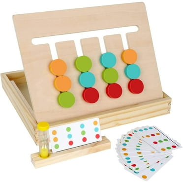 DEJUPE Montessori Color Matching Learning Toys Sliding Puzzle for Kids Preschool Logic Game Brain Teasers Boys Girls 2 Players Educational Wooden Toddler Travel Toys Gifts