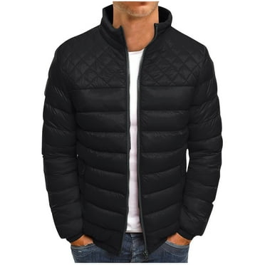 DEJUPE Waterproof Coats for Men Solid Color Double Pocket Jacket Soft Skin-Friendly Cotton Winter Coat Casual Mens Peacoat Outdoors Thickened Warm Comfort Mens Travel Jacket Black, L