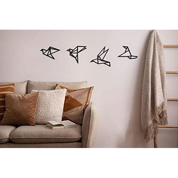 DEKADRON Metal Wall Art, Geometric Birds Art, Metal Wall Decor, Metal Birds Decor, Housewarming Gift, Minimalist Wall Art, (Set of 4)