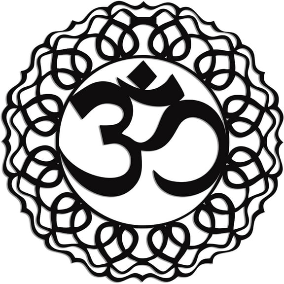 DEKADRON Metal Wall Art, Metal Om Decor, Yoga Gifts, Aum Symbol, OM Wall Art, Yoga Studio Decor, Yoga Wall Decor, Metal Mandala Wall Art (Black, 28" W x 28" H / 71x71 cm)