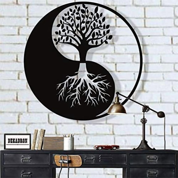 DEKADRON Metal Wall Art, Tree of Life Wall Art, Metal Yin Yang Wall Decor, Interior Decoration, Wall Hangings (28" W x 28" H / 72x72 cm)