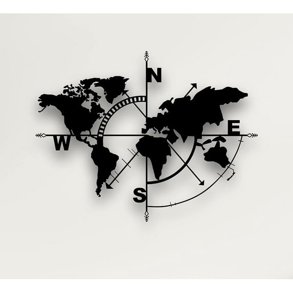 DEKADRON Metal World Map Art, Metal Wall Decor Home Office Decoration Bedroom Living Room Decoration (47" W x 36" H / 117x91cm, Black)