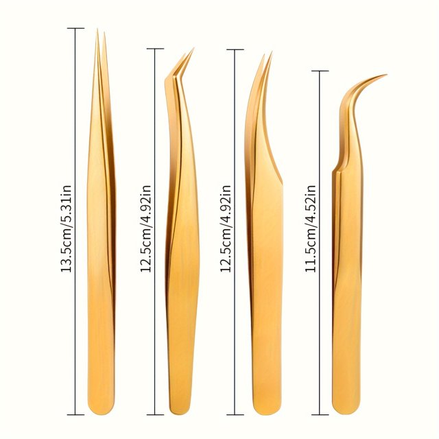 DEKAXI DEKAXID 4Piece Precision Eyelash Extension Tweezers Set HighDefinition FragranceFree