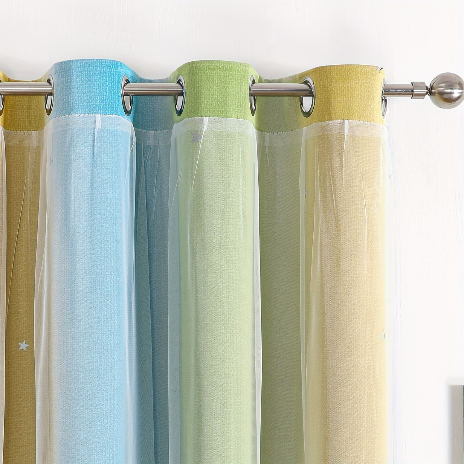 DEKAXID 1PC Curtain Bedroom Theme Curtain Colorful Gradient Stripe