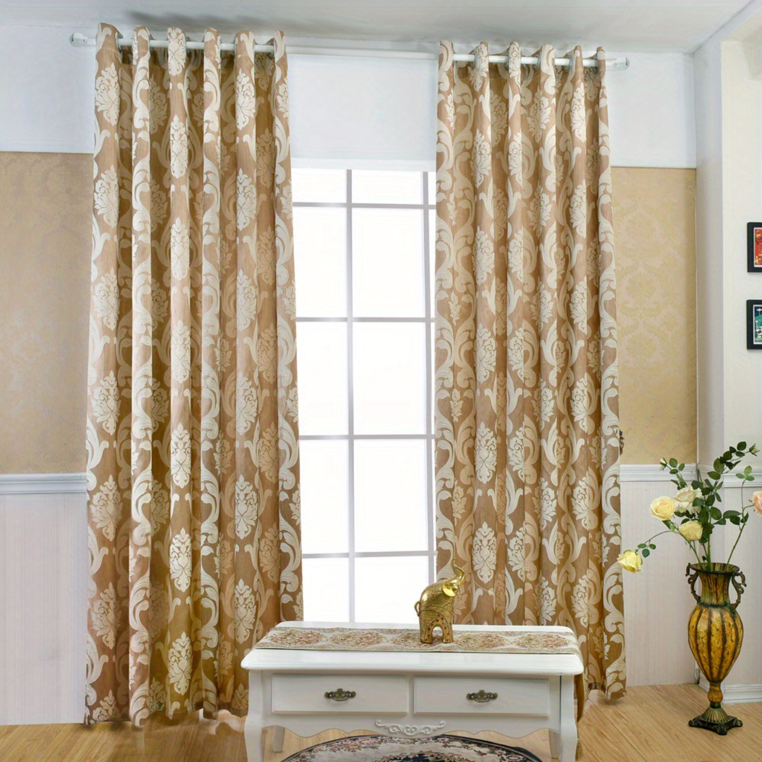 DEKAXID 2 Panels Retro Jacquard Style Blackout Curtains Luxury Floral