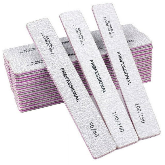 DEKAXID 20Pcs/lot Professional Rectangle Nail Files Grey Buffer 80/100/180 Grit Washable Files For Manicure Straight Nail Care Tools