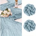 DEKAXID 2pcs Elegant Bohemian Grey Blue Table Cloth and Table Cloth