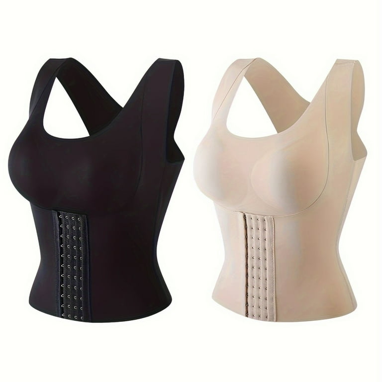 DEKAXID 2pcs Plus Size Sporty Shapewear Top Women s Plus Front Closure Tummy Control Crisscross 3 in 1 Waist Trainer Corset Top Walmart