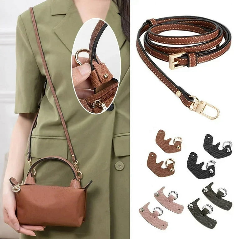 Dekaxid 3pcs Bag Transformation Accessories for Longchamp Mini Bag Straps Punch free Genuine Leather Shoulder Strap Crossbody Conversion Size One