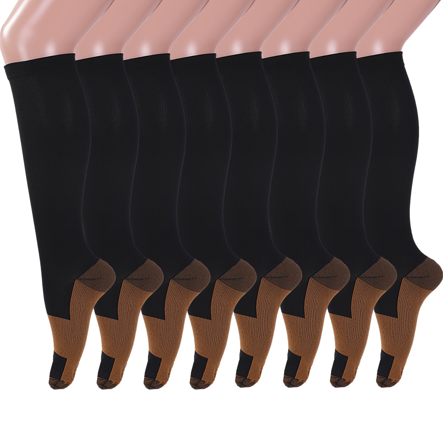 DEKAXID 8 Pairs Copper Wellow Compression Socks Unisex Graduated