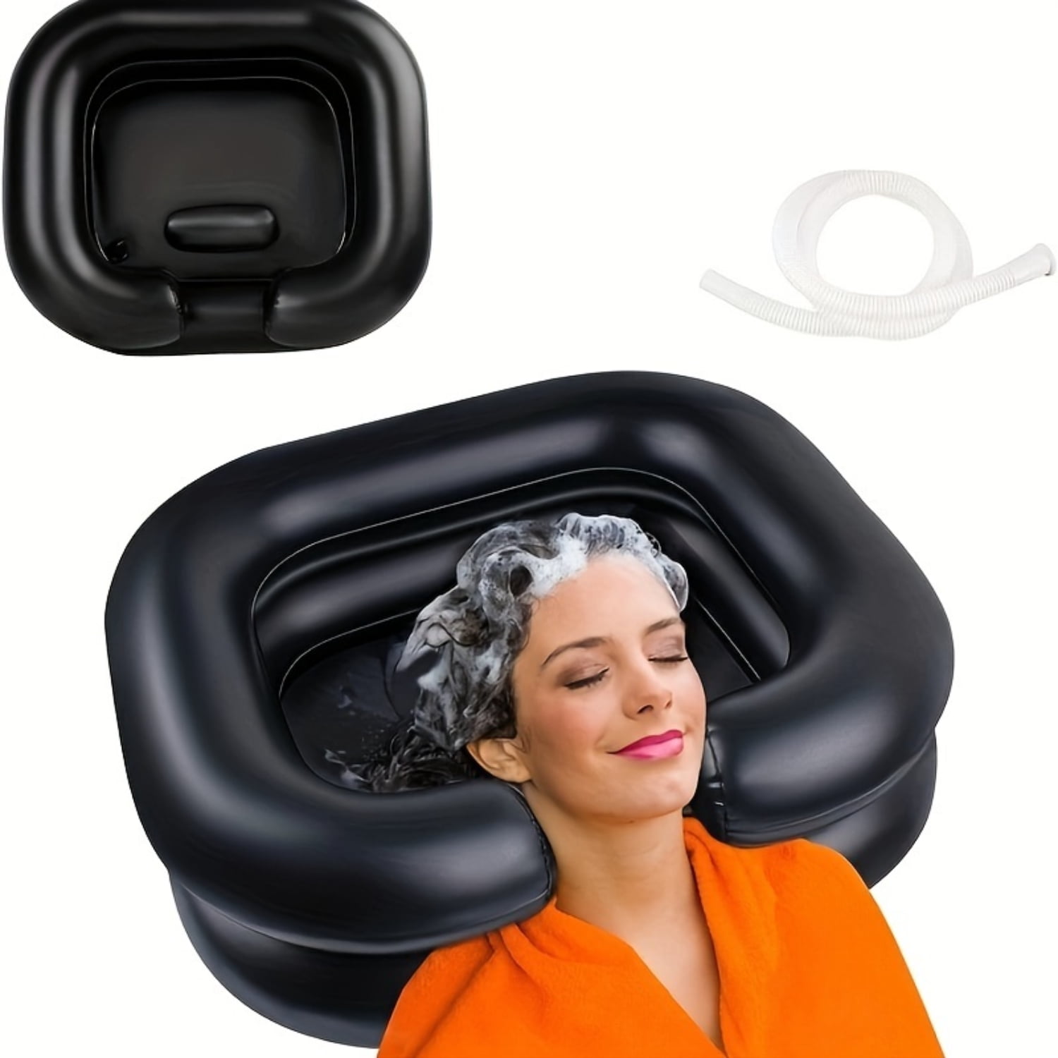 DEKAXID Inflatable Hair Wash Basin for Bedridden Elderly Home Use Portable Shampoo Bowl with