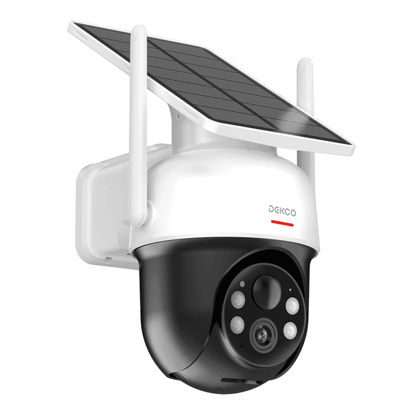 DEKCO 2K Solar Wireless Outdoor Security Camera, 360° PTZ, Spotlight, Color Night Vision, PIR Detection, Auto Tracking, 2-Way Audio, Waterproof Home Surveillance Cam