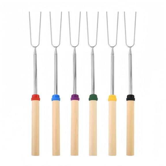 DEKEones Stainless Steel Modern Durable 12 in Grilling Skewer with 6 Pieces of Color-Coordinated Forks 6 Count