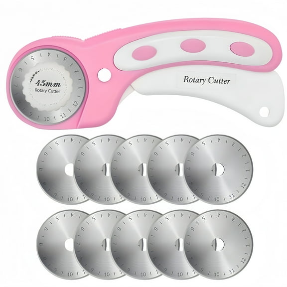 DEKEones Ergonomic 45mm Rotary Cutter with Safety Lock Pink for Fabric & Craft